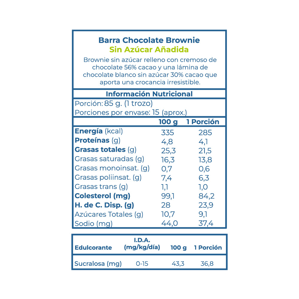 Barra Brownie Sin Azúcar