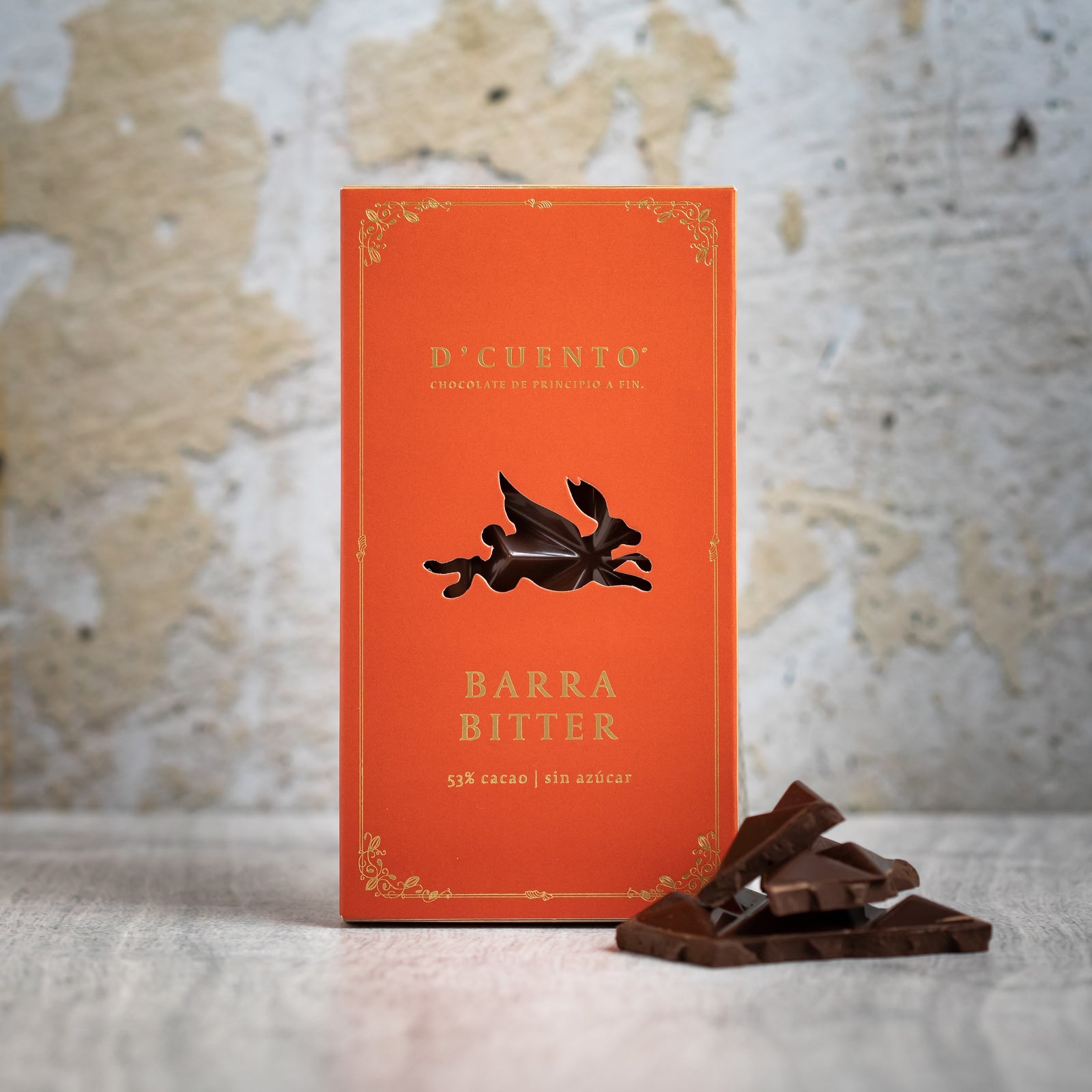 Barra de chocolate bitter 53% cacao sin azúcar añadida, endulzada con maltitol