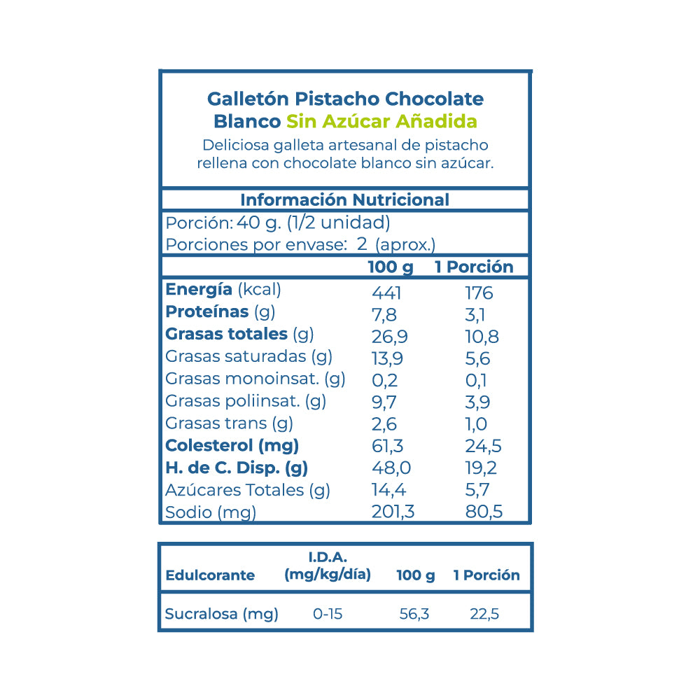 Cookie Pistacho Sin Azúcar