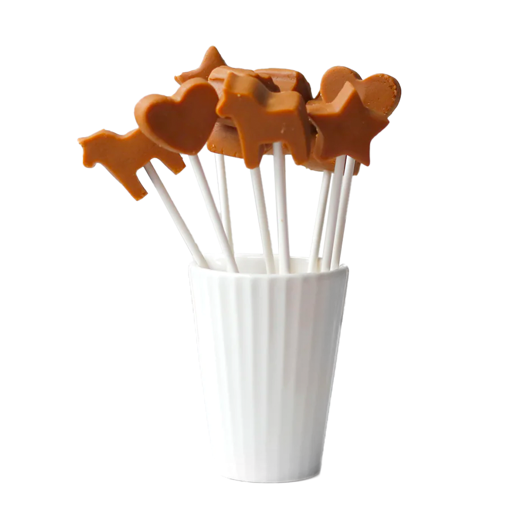 Exquisitas paletas de manjar duro, ideales para decorar mesas y barras dulces