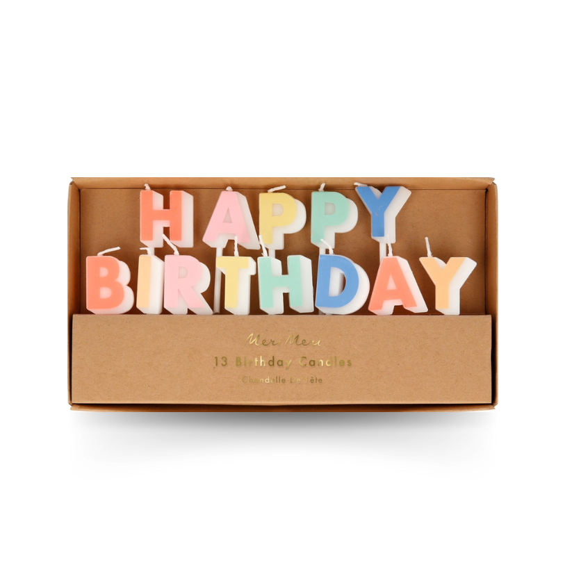 Velas Happy Birthday en colores pastel 3D, decoración ideal para cumpleaños