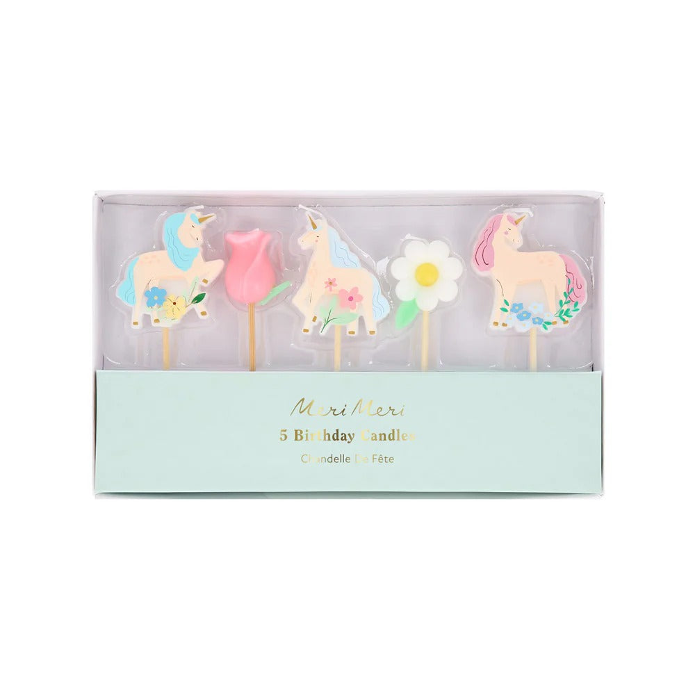Velas unicornios con flores
