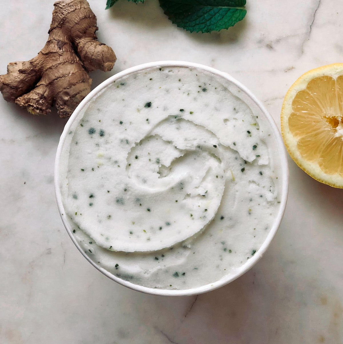 Helado de Limón, menta y jengibre
