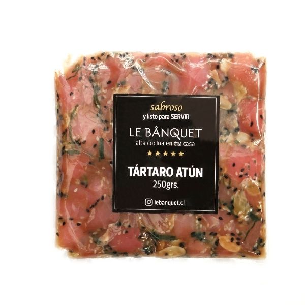 Tartar de atún con almendras tostadas y salsa de sésamo, 250 gr, listo para servir