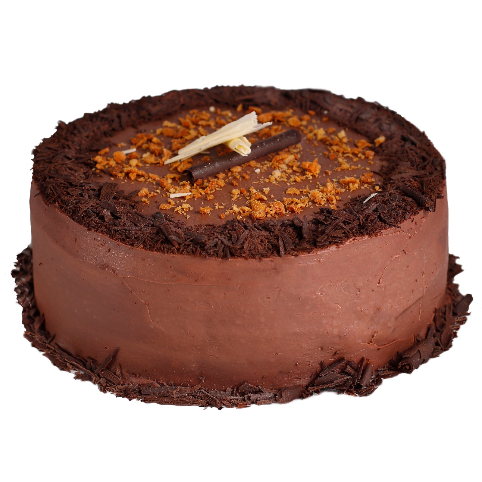 Torta de chocolate con base de brownie, relleno de ganache y chocolate blanco