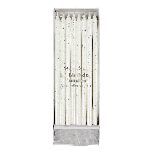 Velas decorativas de cumpleaños en 24 unidades, colores surtidos y con glitter