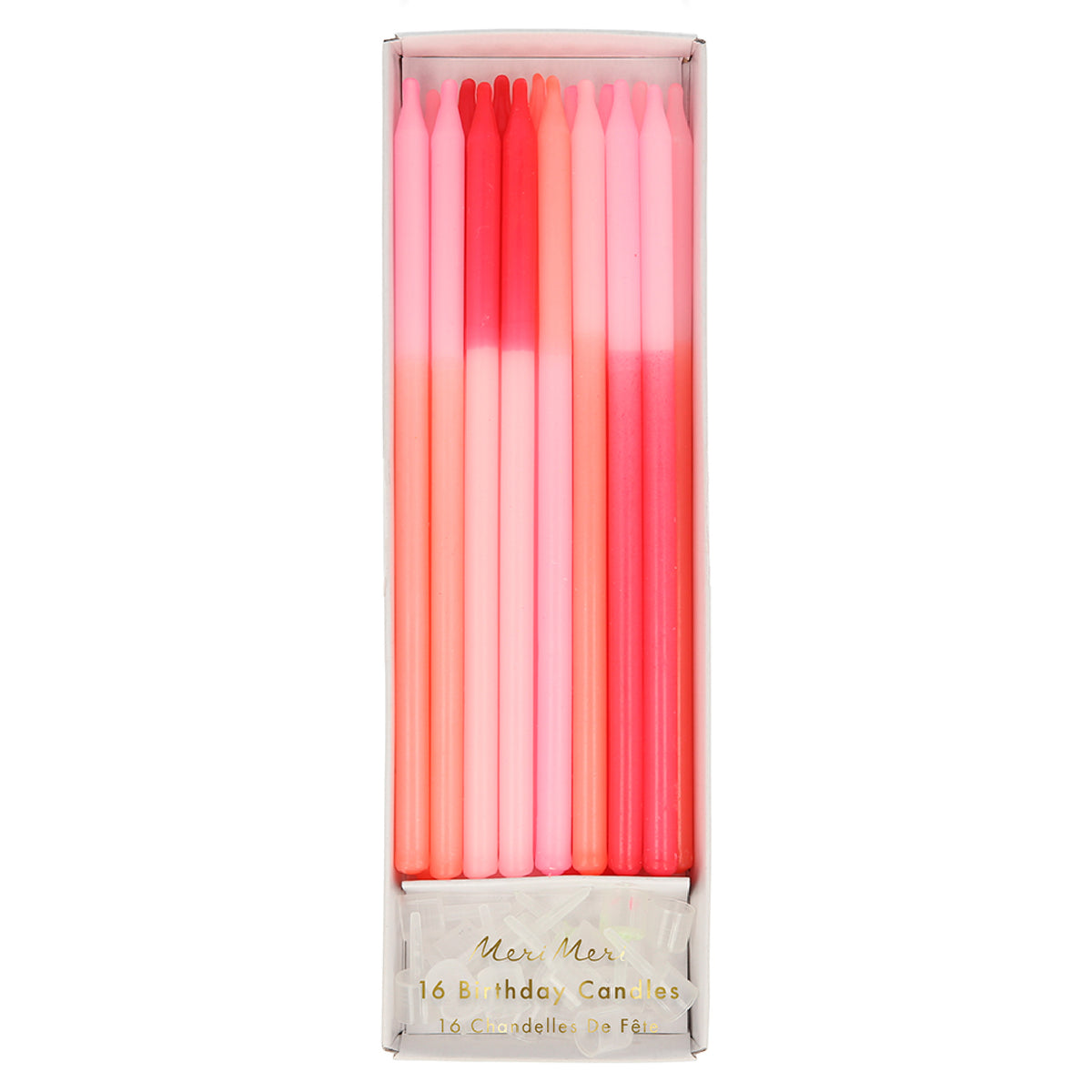 Set de 16 velas en distintos colores, ideales para cumpleaños y celebraciones